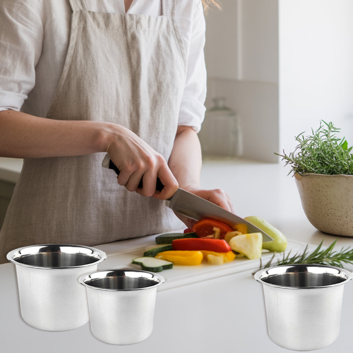 10 Pcs Stainless Steel Mixing Bowls 3 Sizes Food-Grade Kitchen