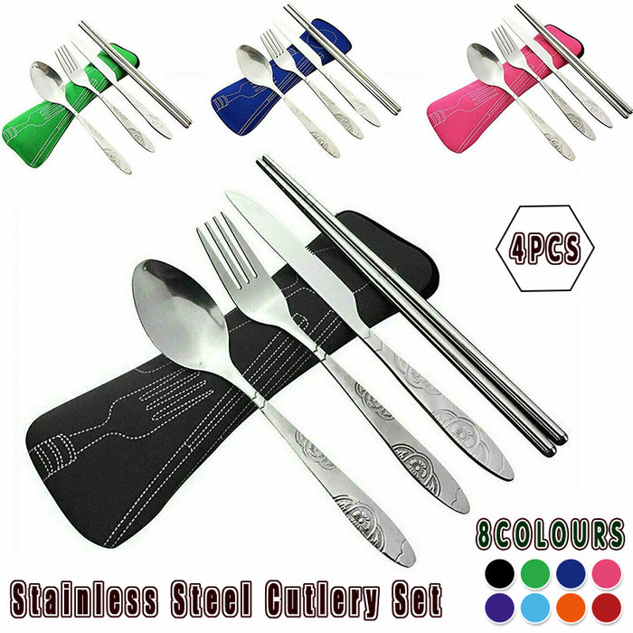 4 Pcs Travel Cutlery Set with Carrying Case