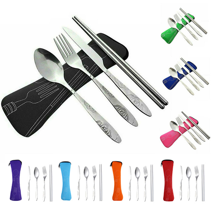 4 Pcs Travel Cutlery Set with Carrying Case