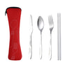 4 Pcs Travel Cutlery Set with Carrying Case — Red