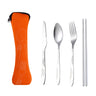 4 Pcs Travel Cutlery Set with Carrying Case — Orange