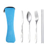 4 Pcs Travel Cutlery Set with Carrying Case — Light Blue