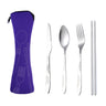 4 Pcs Travel Cutlery Set with Carrying Case — Purple