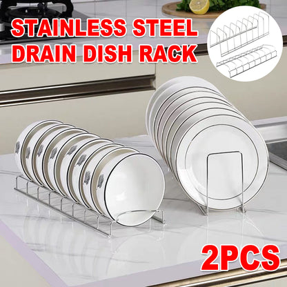 2pcs Stainless Steel Dish Drainer Rack Kitchen Sink Storage