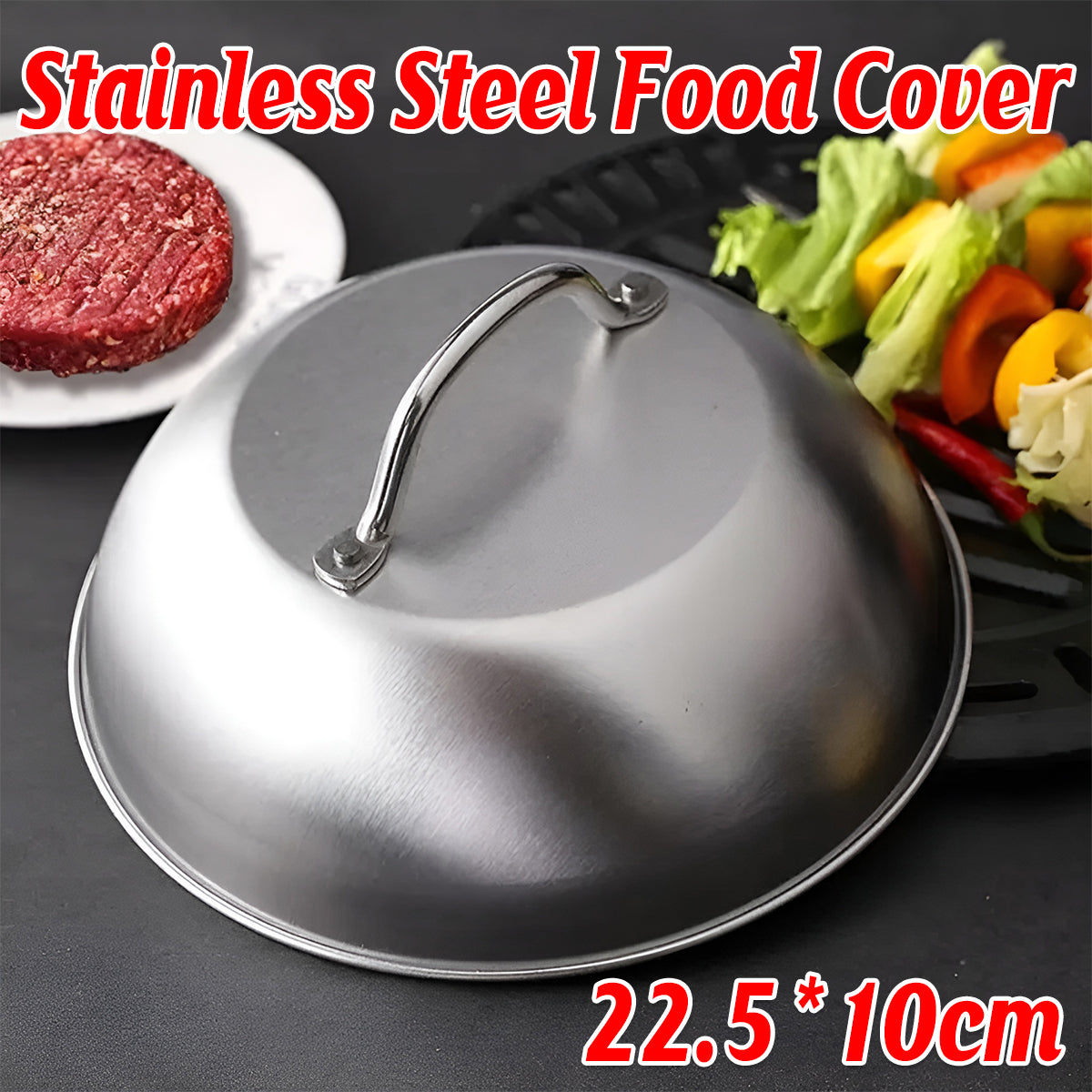 Stainless Steel Food Cover Dome Lid for Teppanyaki Grill and Steak