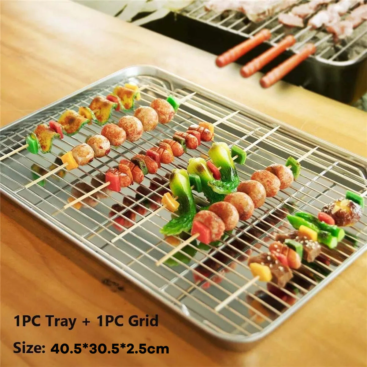 2 Pcs Stainless Steel Baking Tray with Cooling Rack Set