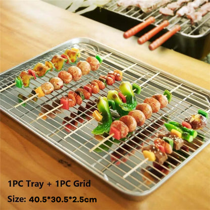 2 Pcs Stainless Steel Baking Tray with Cooling Rack Set