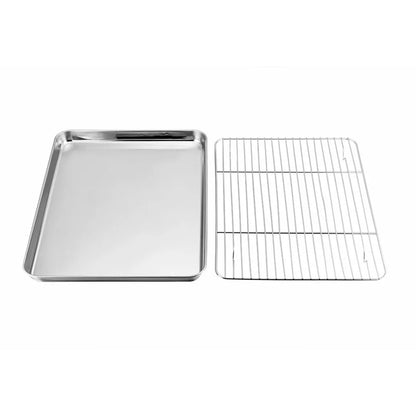 2 Pcs Stainless Steel Baking Tray with Cooling Rack Set