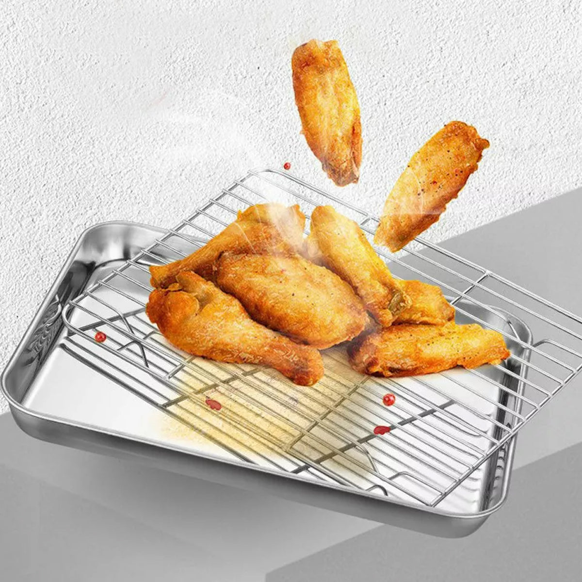2 Pcs Stainless Steel Baking Tray with Cooling Rack Set