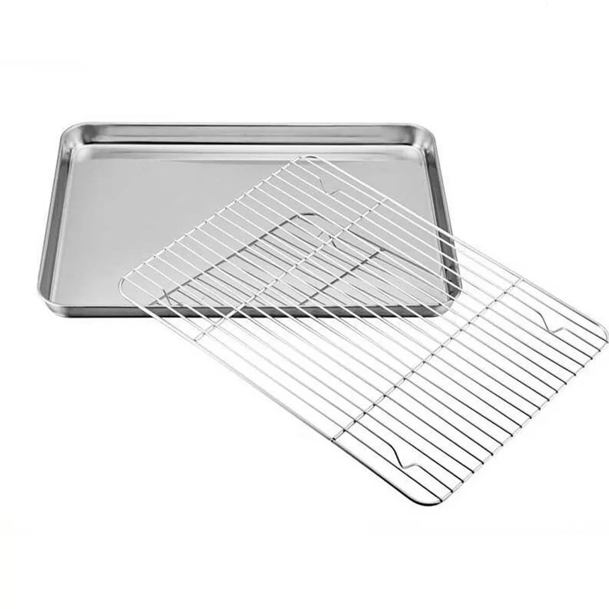 2 Pcs Stainless Steel Baking Tray with Cooling Rack Set
