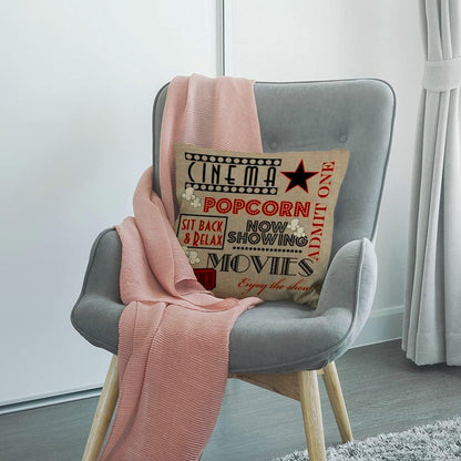 Movie Theater Cinema Throw Pillow Cover Home Decor Design Pillow Cases 18x18 In