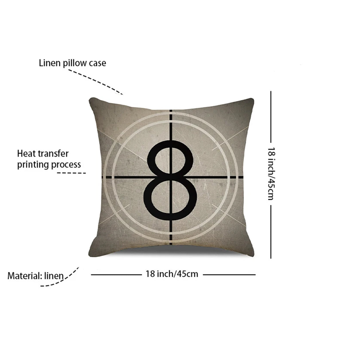 Movie Theater Cinema Throw Pillow Cover Home Decor Design Pillow Cases 18x18 In