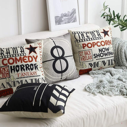 Movie Theater Cinema Throw Pillow Cover Home Decor Design Pillow Cases 18x18 In