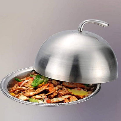 Non Magnetic Stainless Steel Steak Cover Round BBQ Lid High Pot Cover Food Cover