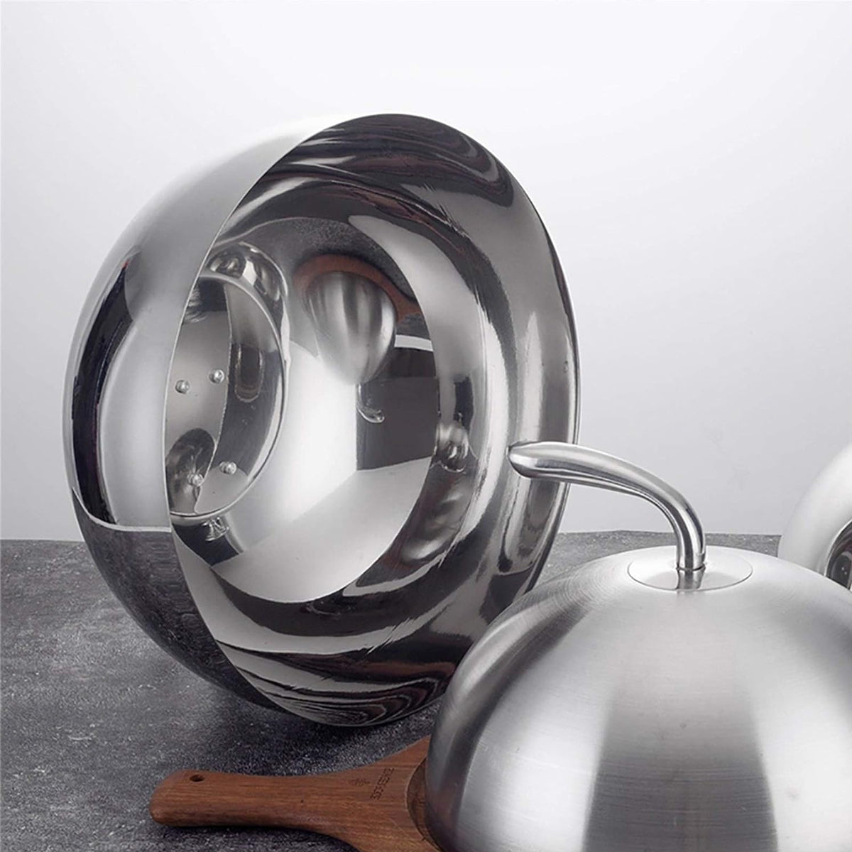 Non Magnetic Stainless Steel Steak Cover Round BBQ Lid High Pot Cover Food Cover