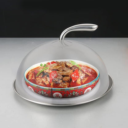 Non Magnetic Stainless Steel Steak Cover Round BBQ Lid High Pot Cover Food Cover