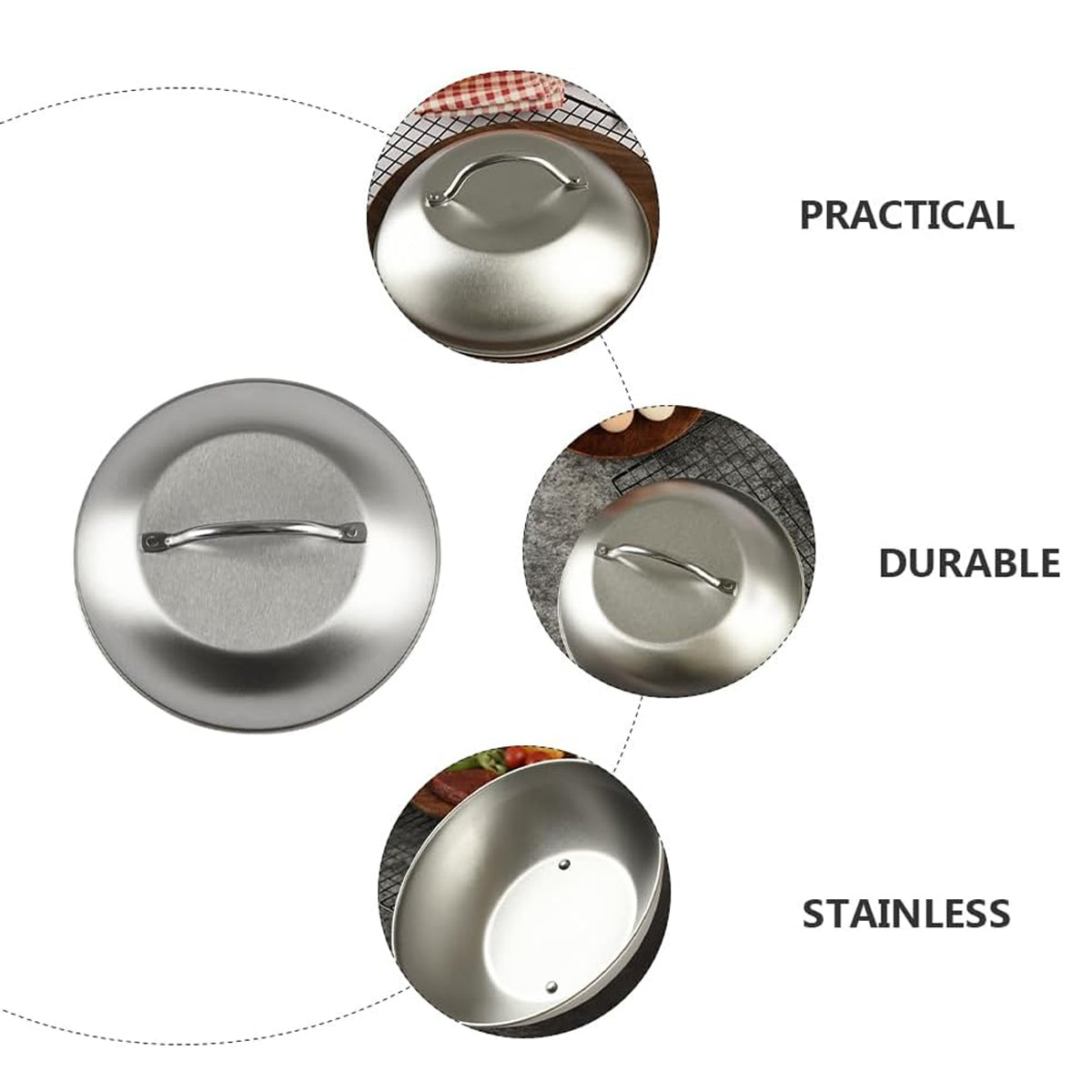 Stainless Steel Food Cover Dome Lid for Teppanyaki Grill and Steak