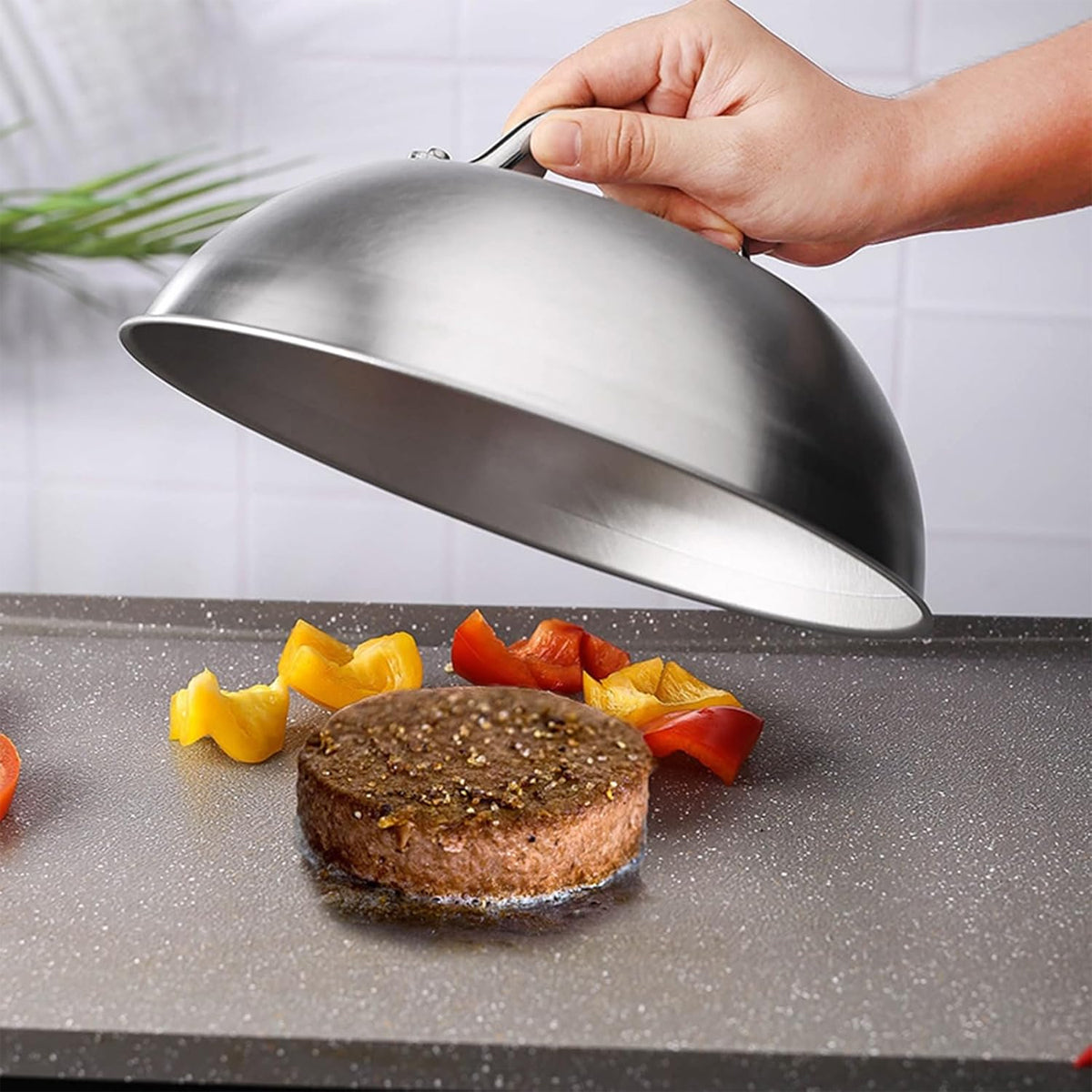 Stainless Steel Food Cover Dome Lid for Teppanyaki Grill and Steak