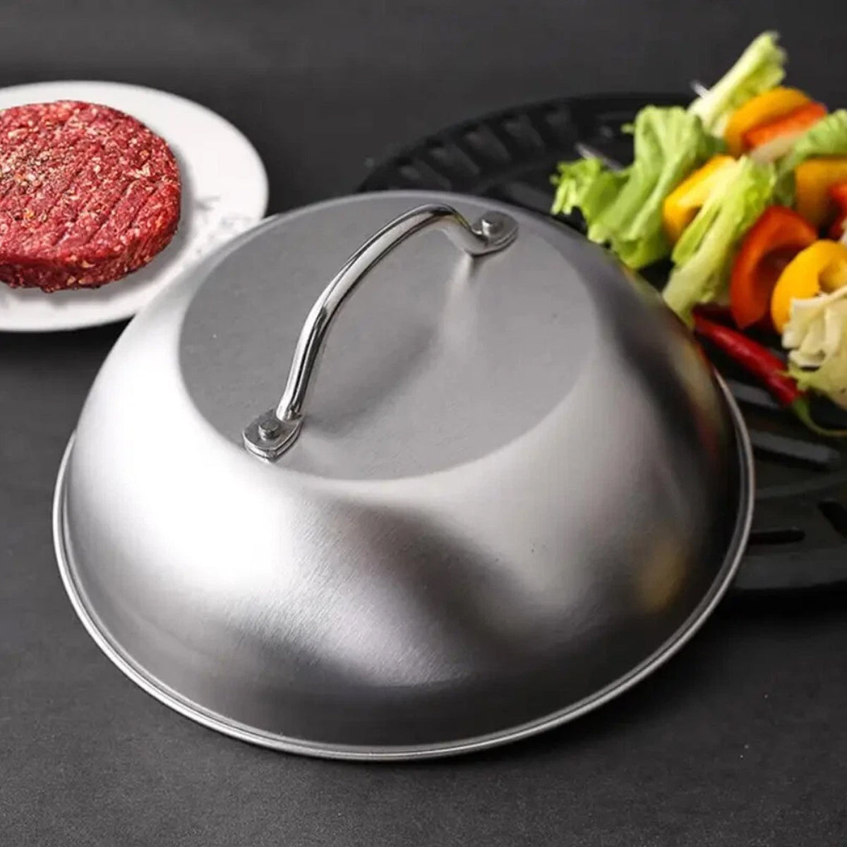 Stainless Steel Food Cover Dome Lid for Teppanyaki Grill and Steak
