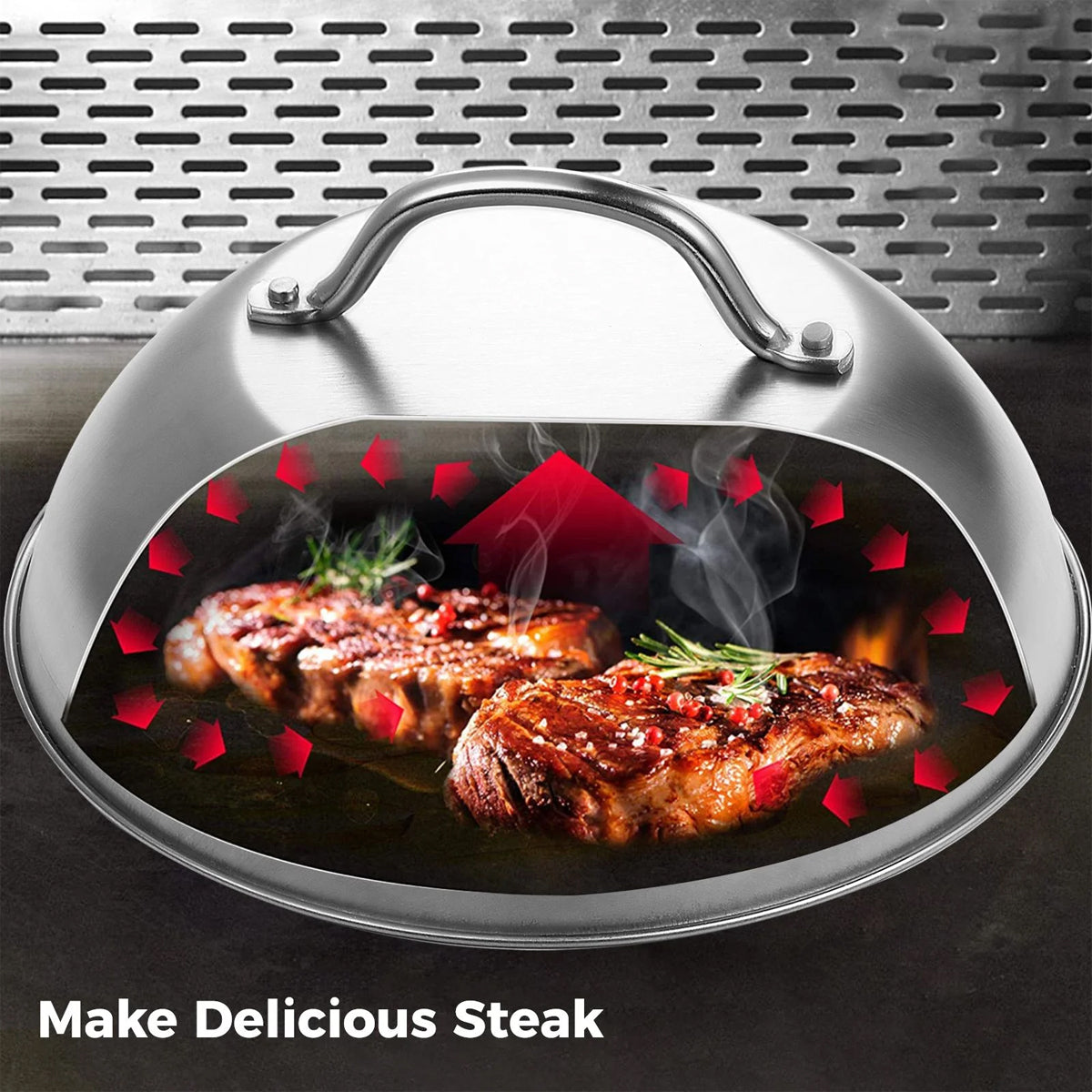 Stainless Steel Food Cover Dome Lid for Teppanyaki Grill and Steak