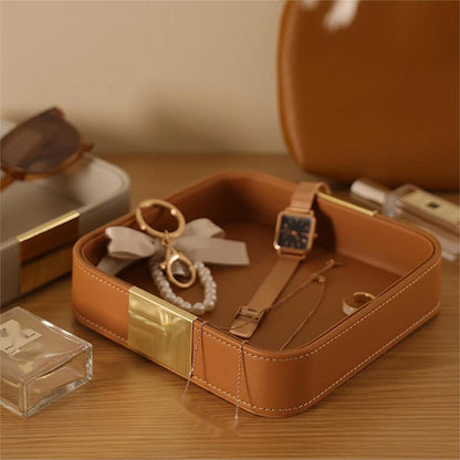 Leather Desktop Storage Tray Key Organizer Entryway Cosmetic Clutter Tray AU
