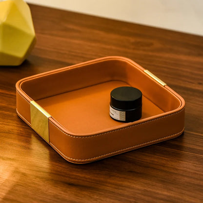 Leather Desktop Storage Tray Key Organizer Entryway Cosmetic Clutter Tray AU