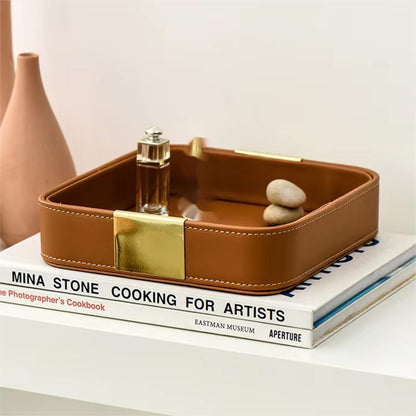 Leather Desktop Storage Tray Key Organizer Entryway Cosmetic Clutter Tray AU