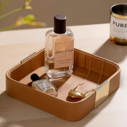 Leather Desktop Storage Tray Key Organizer Entryway Cosmetic Clutter Tray AU