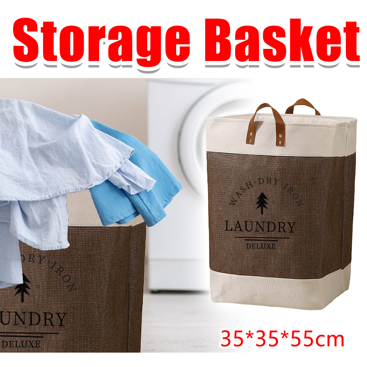 Large Capacity Foldable Clothes Storage Basket with Handles