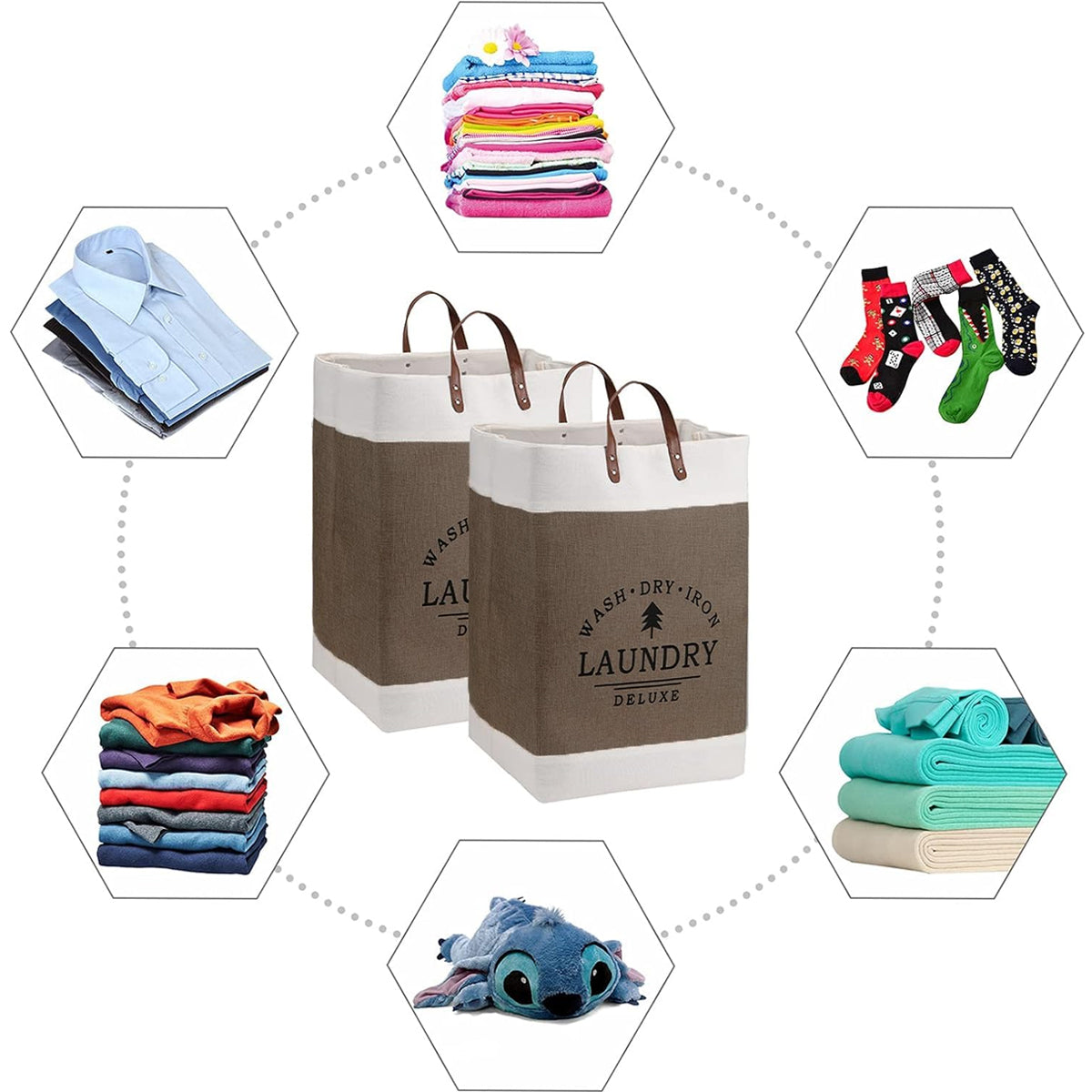 Large Capacity Foldable Clothes Storage Basket with Handles