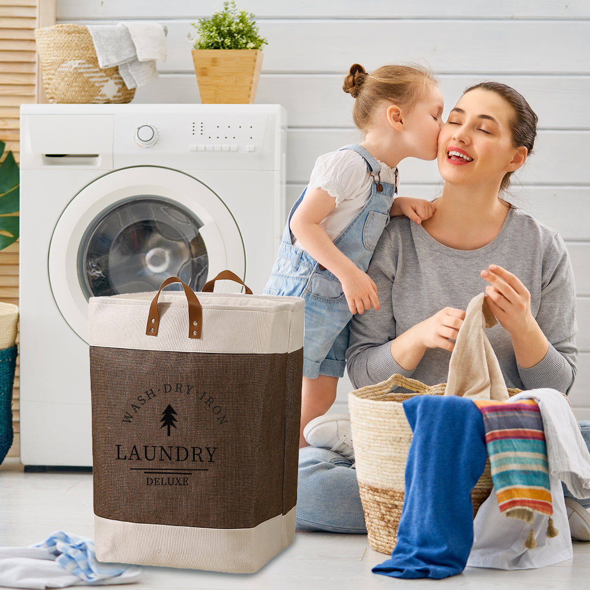 Large Capacity Foldable Clothes Storage Basket with Handles