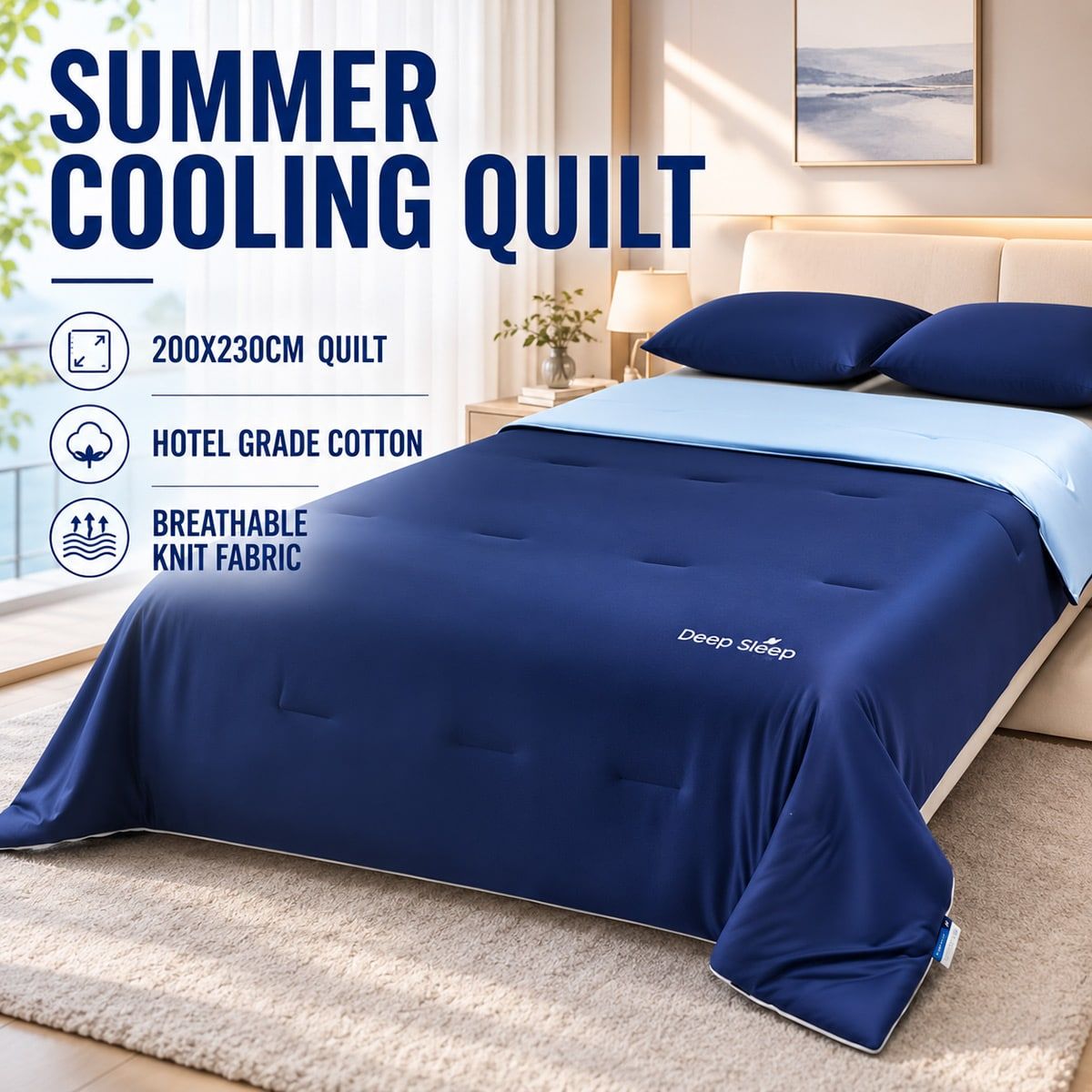 Knitted Cotton Summer Quilt for Hotel Guest Rooms – Product View 2
