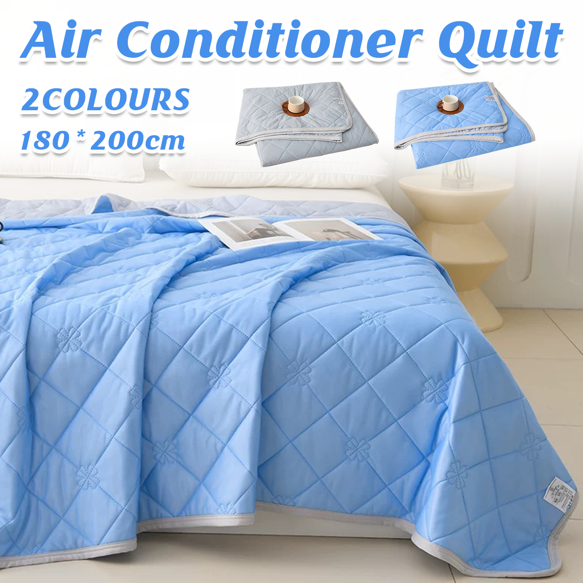 Lightweight Hotel Guest Bed Quilt 180 x 200cm – Product View 2