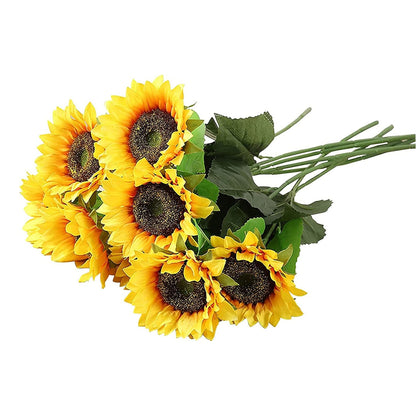 10PCS Artificial Sunflower Bouquet with Flexible Stems