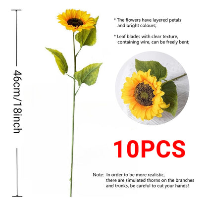 10PCS Artificial Sunflower Bouquet with Flexible Stems