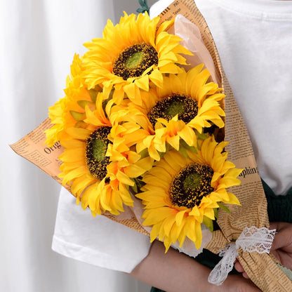 10PCS Artificial Sunflower Bouquet with Flexible Stems