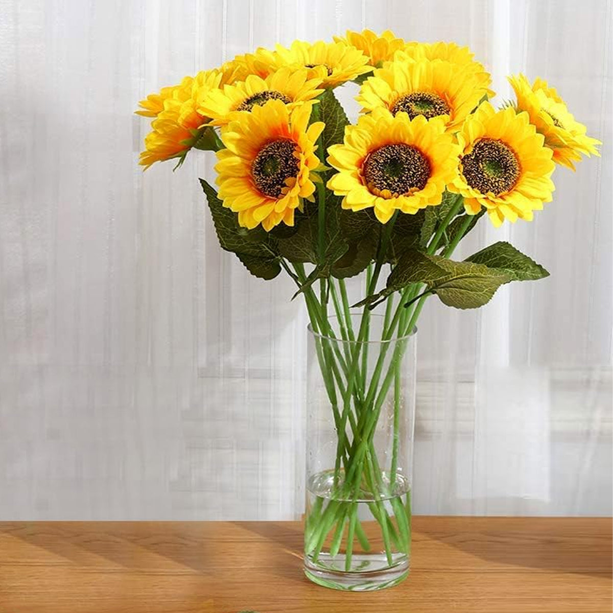 10PCS Artificial Sunflower Bouquet with Flexible Stems
