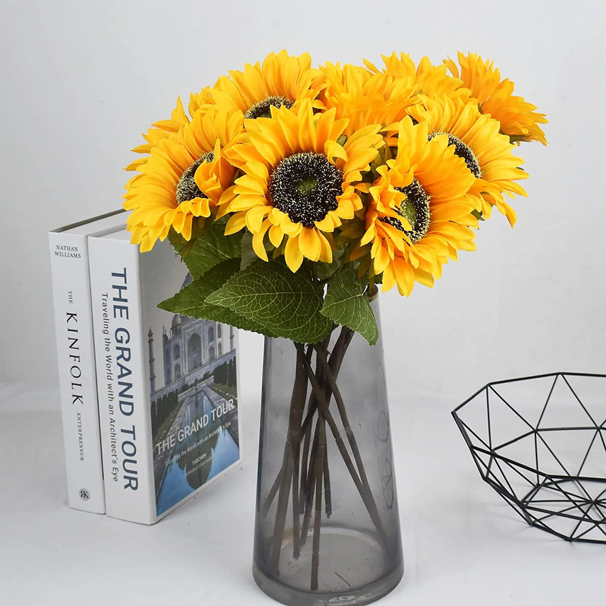 10PCS Artificial Sunflower Bouquet with Flexible Stems