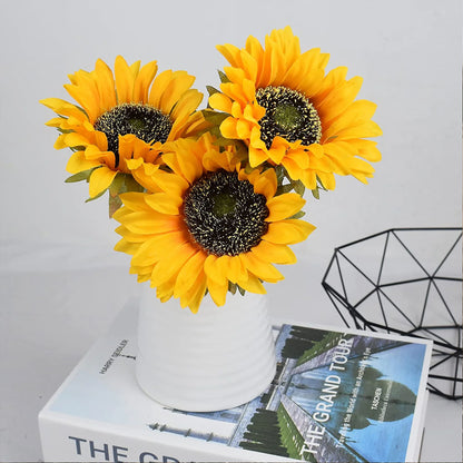 10PCS Artificial Sunflower Bouquet with Flexible Stems