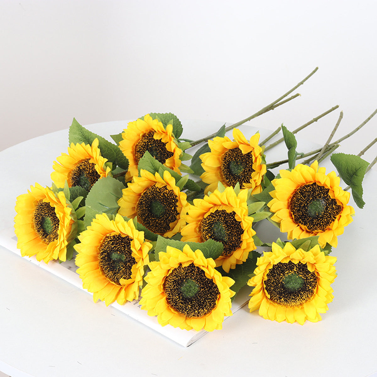 10PCS Artificial Sunflower Bouquet with Flexible Stems
