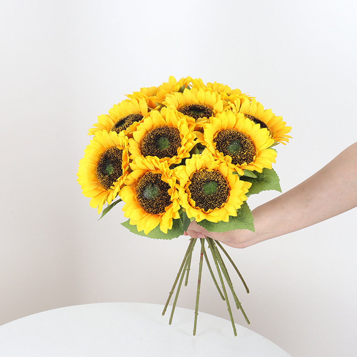 10PCS Artificial Sunflower Bouquet with Flexible Stems