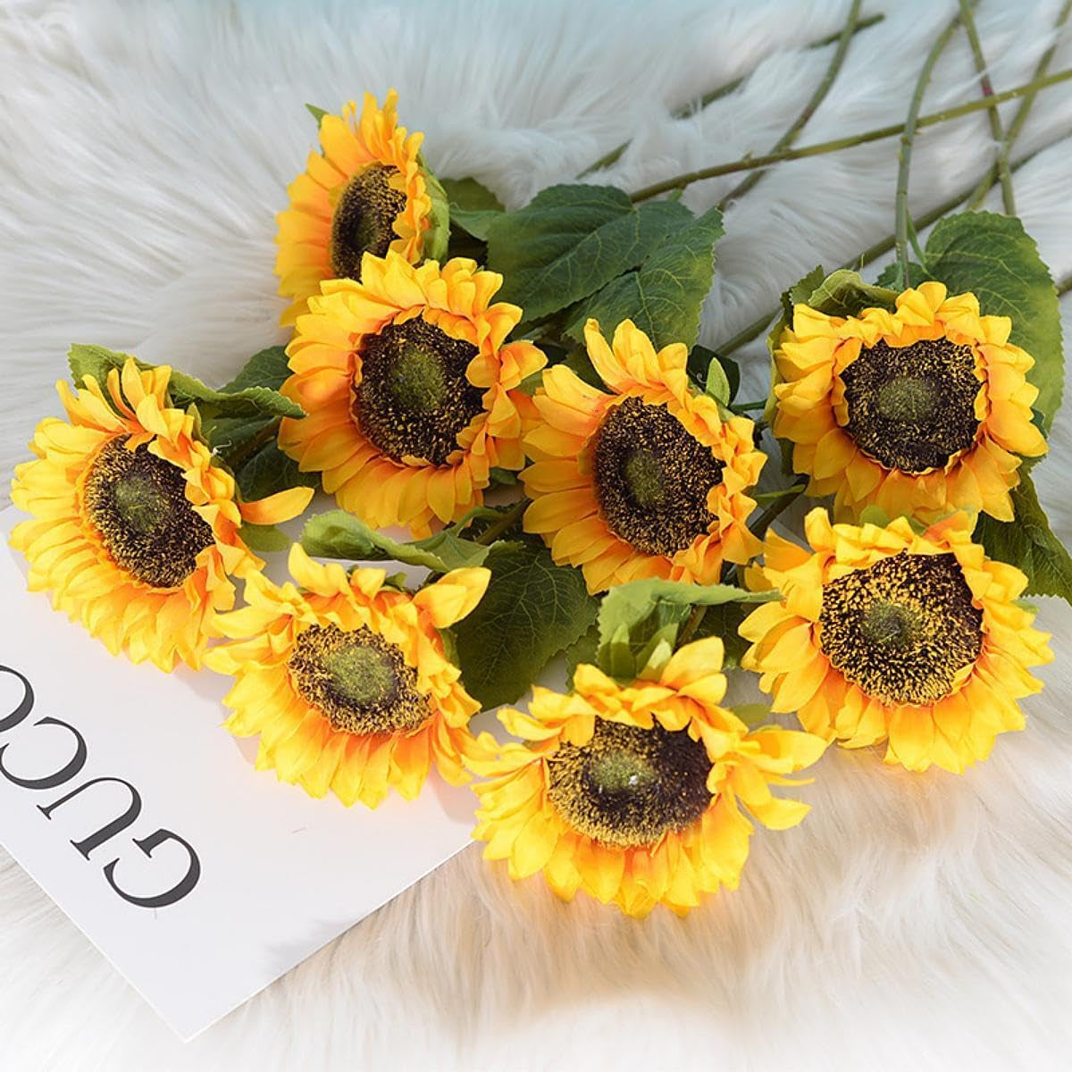 10PCS Artificial Sunflower Bouquet with Flexible Stems