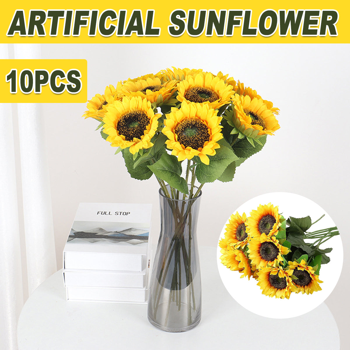 10PCS Artificial Sunflower Bouquet with Flexible Stems