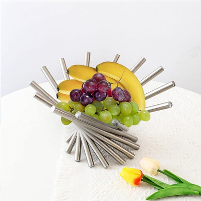 Stainless Steel Rotating Fruit Bowl for Living Room Display