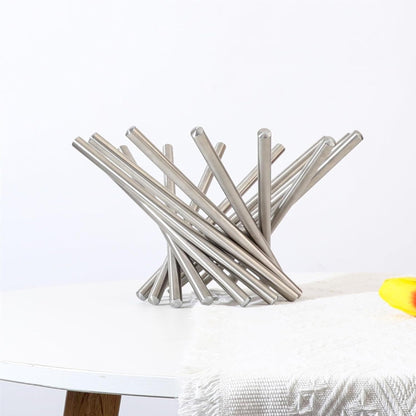 Stainless Steel Rotating Fruit Bowl for Living Room Display