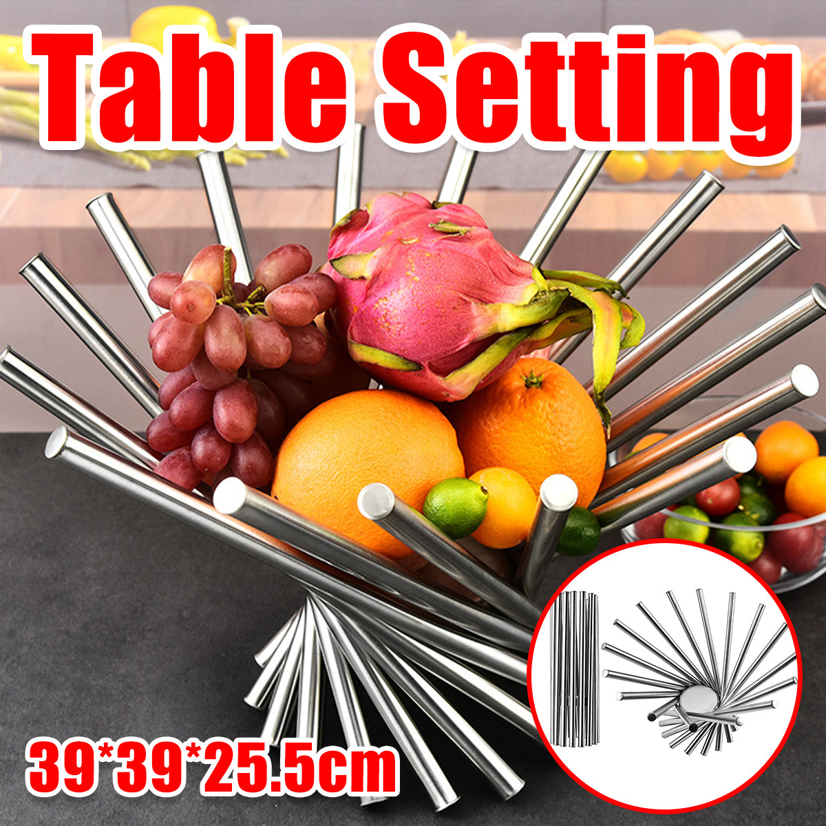 Stainless Steel Rotating Fruit Bowl for Living Room Display