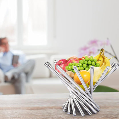 Stainless Steel Rotating Fruit Bowl for Living Room Display