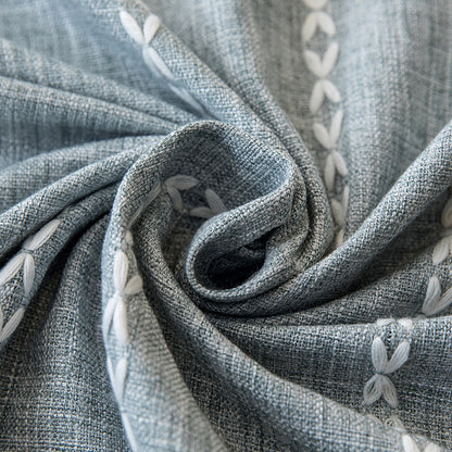Embroidered Tassel Cotton-Linen Look Geometric Rectangular Tablecloth
