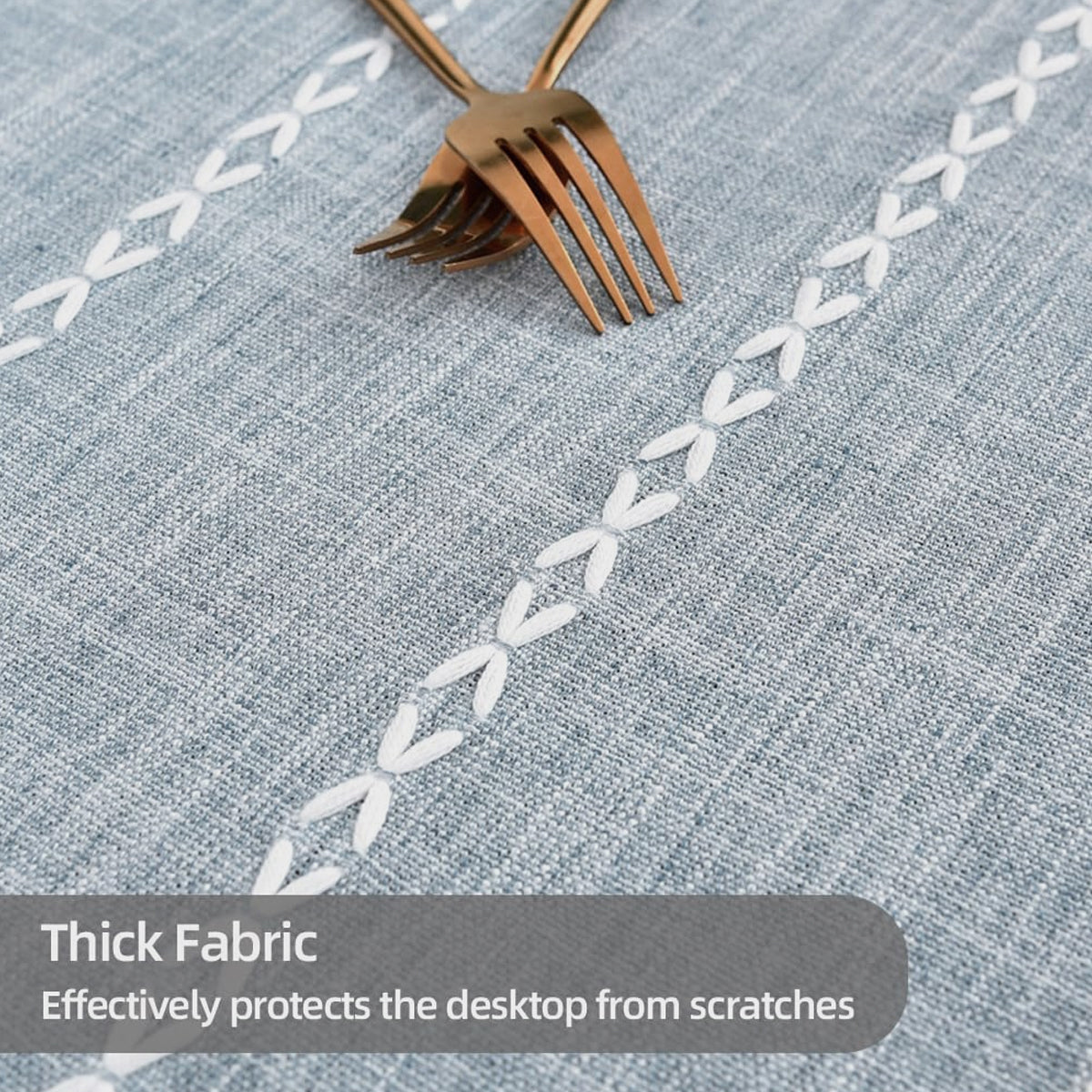 Embroidered Tassel Cotton-Linen Look Geometric Rectangular Tablecloth