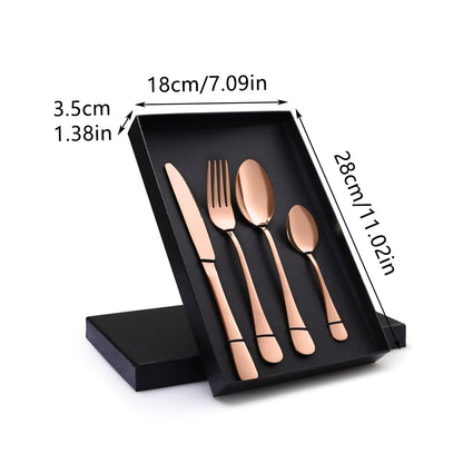 2 Sets Stainless Steel 4 Piece Cutlery Knife Fork Spoon